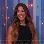 Manuela’s black embellished trim top and skirt set on The Price is Right