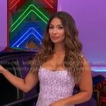 Manuela’s lilac embellished mini dress on The Price is Right