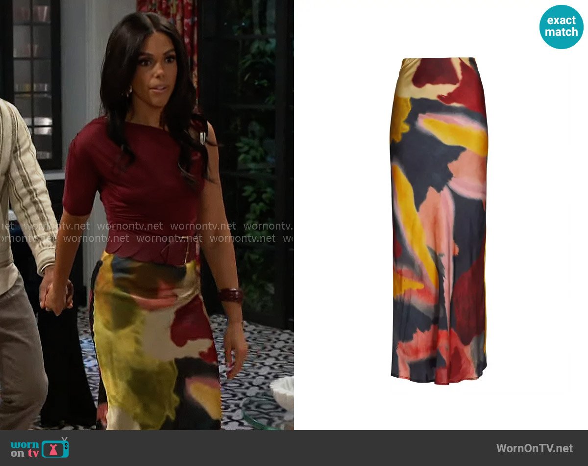 Maria Cher Madero Alice Abstract Maxi Skirt worn by Dani Dupree (Karla Mosley) on Beyond the Gates