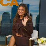 Maria Menounos’s brown suede blazer and shorts on Good Morning America