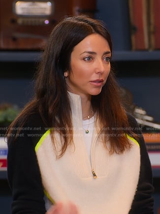 Marie's coloblock zip sweater on Selling Sunset