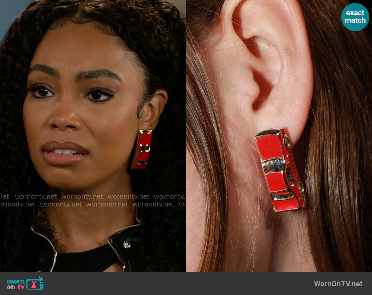 Marland Backus Traffic Jam Earrings worn by Chelsea Hamilton (RhonniRose Mantilla) on Beyond the Gates