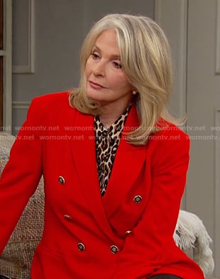 Marlena’s leopard blouse and red blazer on Days of our Lives