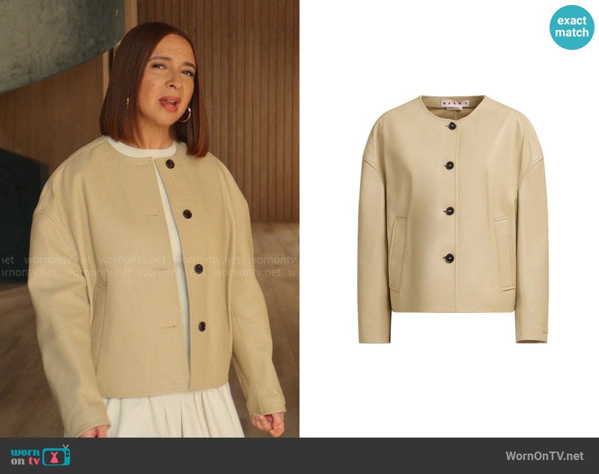 Marni Leather Jacket worn by Molly Novak (Maya Rudolph) on Loot