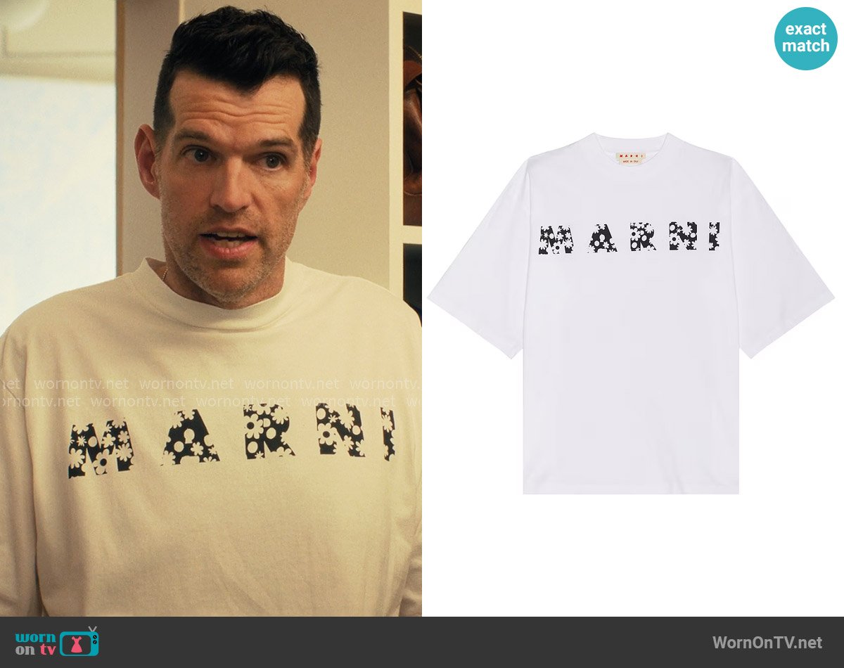 Marni Logo T-Shirt worn by Sasha Roklov (Timothy Simons) on Nobody Wants This