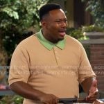 Marty’s camel polo shirt with green collar on The Neighborhood