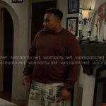 Marty’s brown sweatshirt and printed shorts on The Neighborhood