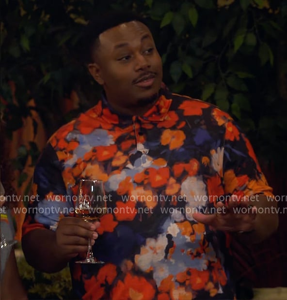 Marty's floral polo shirt on The Neighborhood