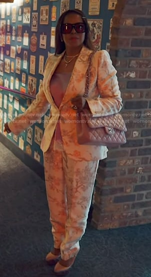 Mary's floral print blazer and pants on The Real Housewives of Salt Lake City