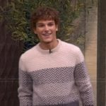 Mason Thames’s gray herringbone knit sweater on Live with Kelly and Mark