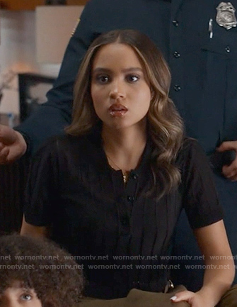 May’s black ribbed polo top on 9-1-1