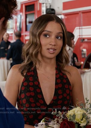 May's black tomato print dress on 9-1-1