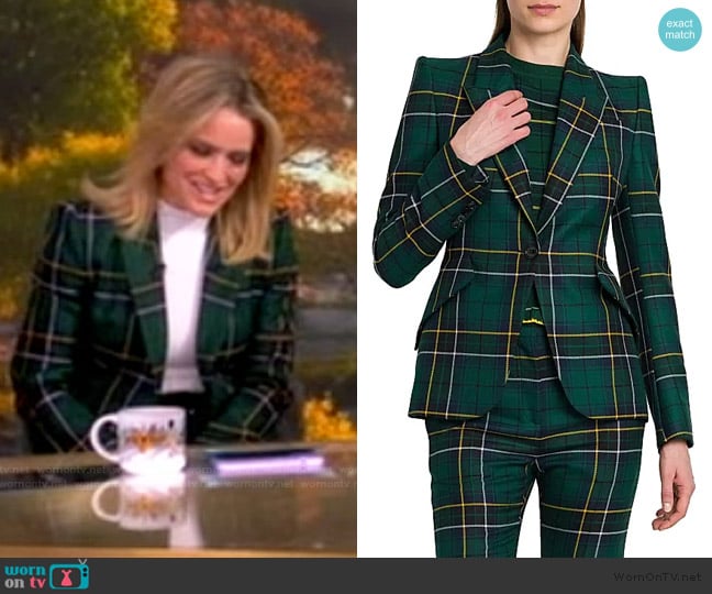 McQueen Plaid Peak Label Wool Jacket worn by Sara Haines on The View