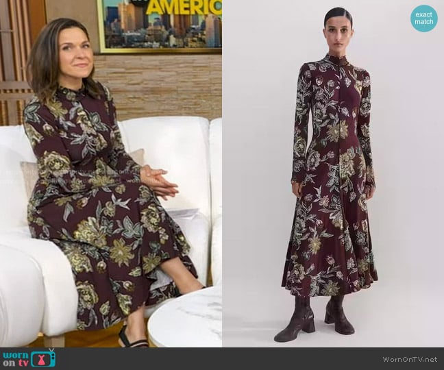 Me + Em Rich Autumn Floral Print Maxi Dress worn by Maggie Rulli on Good Morning America
