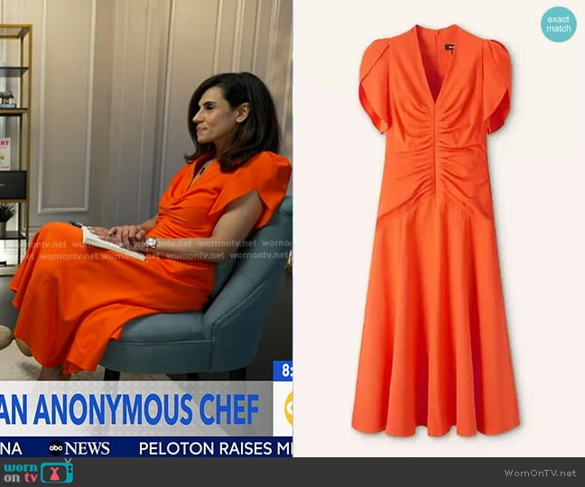 Me + Em Textured Pleat Front Midi Dress worn by Lama Hasan on Good Morning America