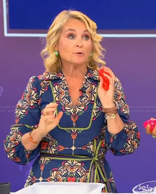 Meaghan B Murphy's blue floral tie waist dress on Tamron Hall Show