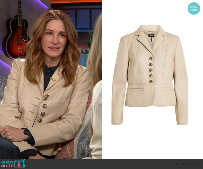 Me+Em Beige Leather Fitted Blazer worn by Julia Roberts on The Kelly Clarkson Show
