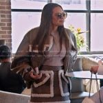 Meredith’s brown sherpa leather bomber jaket and mini skirt on The Real Housewives of Salt Lake City