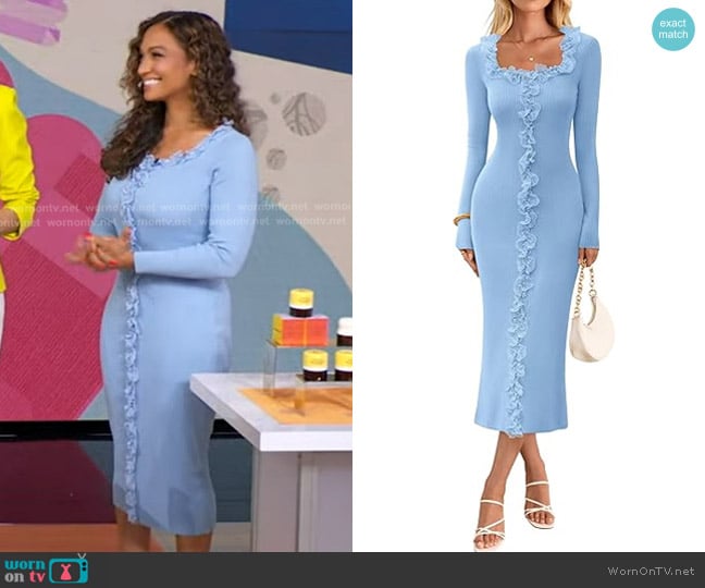 Merokeety Long Sleeve Sweater Dress worn by Milly Almodovar on Good Morning America
