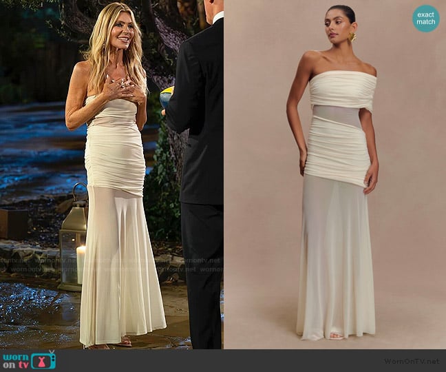 Meshki Dallas One Shoulder Mesh Dress worn by Nicolle Kate on The Golden Bachelor