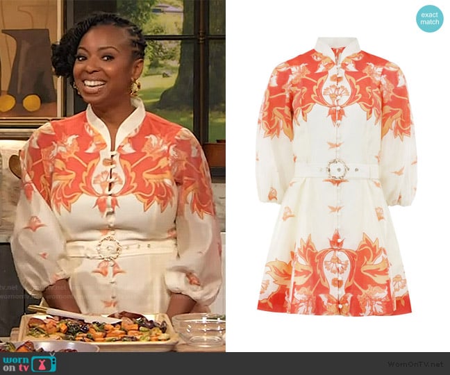 Mestiza Valencia Belted Mini Dress worn by Jocelyn Delk Adams on The Drew Barrymore Show