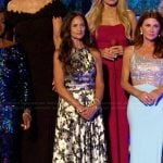 Cheryl’s floral metallic halter dress on The Golden Bachelor