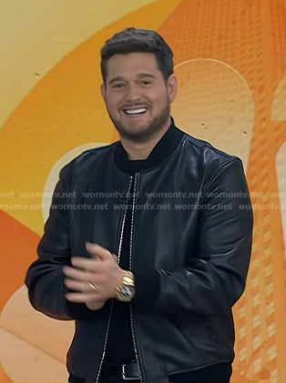 Michael Bublé’s black leahter zip jacket on Today
