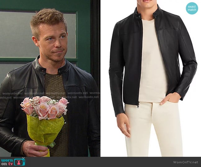 Michael Kors Leather Racer Jacket worn by Jeremy Horton (Michael Roark) on Days of our Lives
