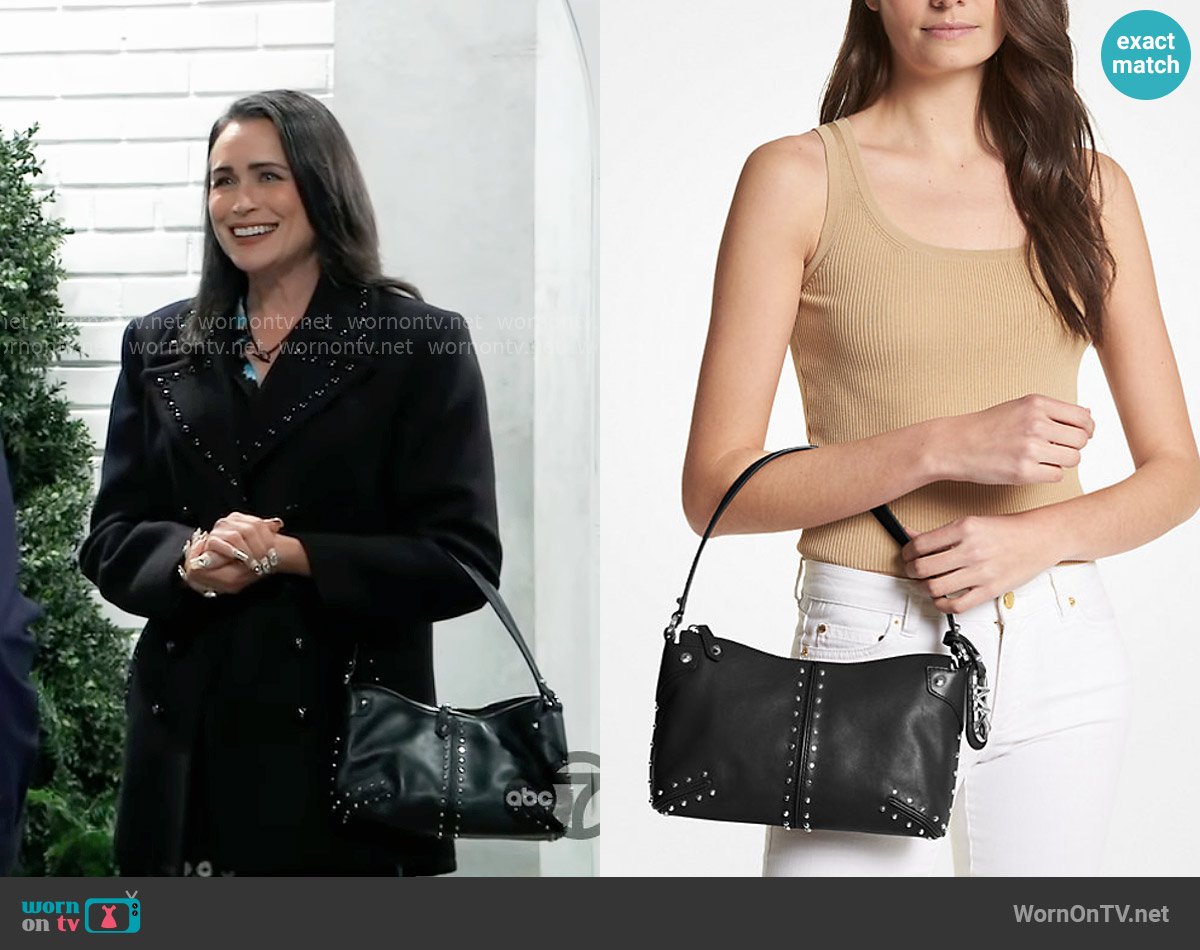 MICHAEL Michael Kors Astor Large Leather Pouchette worn by Lois Cerullo (Rena Sofer) on General Hospital