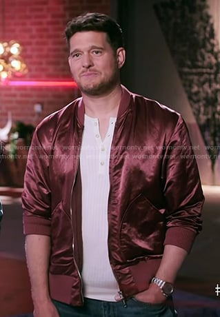 Michael's red bomber jacket on The Voice