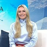 Milan Cortina’s light bue satin top and red sequin skirt on Today