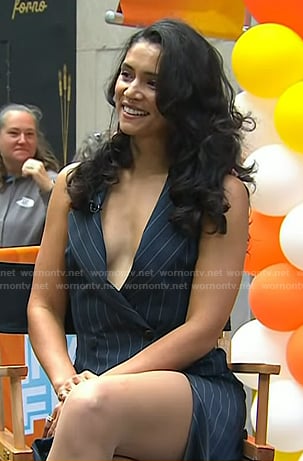 Miranda’s navy pinstripe vest and maxi skirt on Today