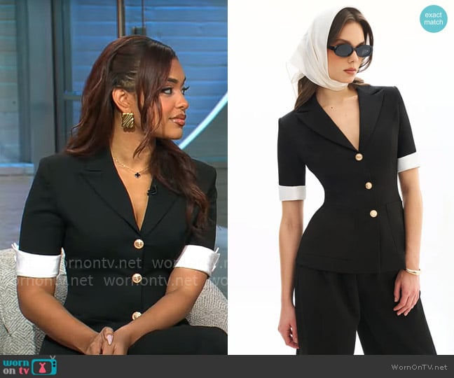 Miss Circle Aleena Short Sleeve Business Casual Blazer worn by Ashley Nicole Moss on CBS Mornings