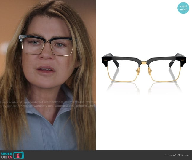 Miu Miu MU 11XV Squared Sunglasses worn by Meredith Grey (Ellen Pompeo) on Greys Anatomy