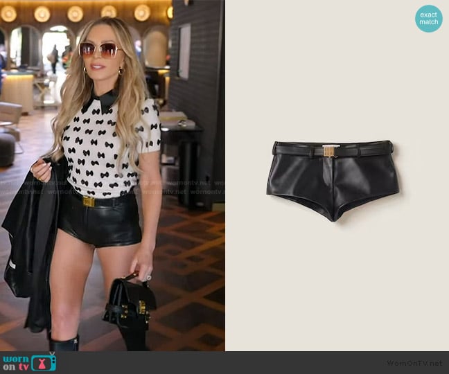 Miu Miu Nappa Leather Shorts worn by Tamra Judge on The Real Housewives of Orange County