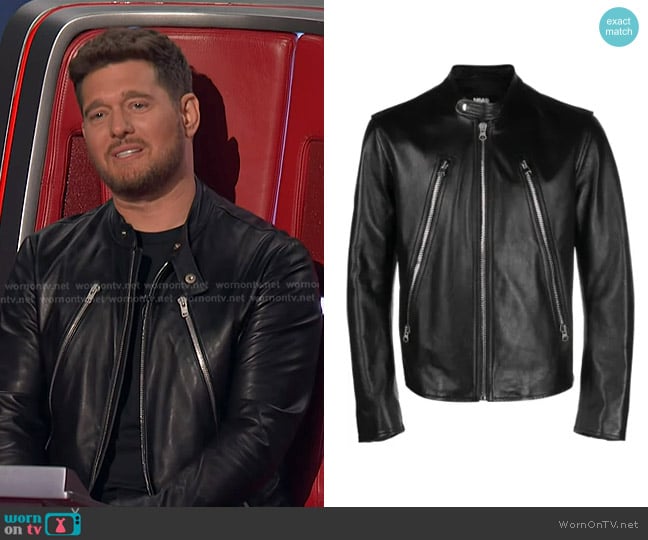 MM6 Maison Margiela Leather Biker Jacket worn by Michael Bublé on The Voice