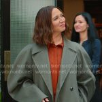 Molly’s olive oversized coat and cone bag on Loot