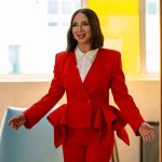 Molly’s red peplum blazer on Loot
