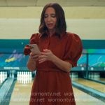 Molly’s rust orange puff-sleeve shirtdress on Loot