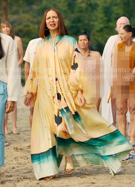 Molly’s beach print tie-neck maxi dress on Loot