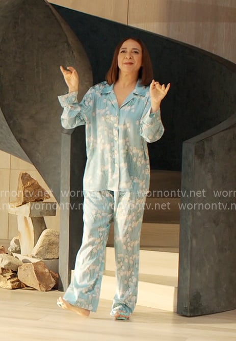 Molly's blue floral pajamas on Loot