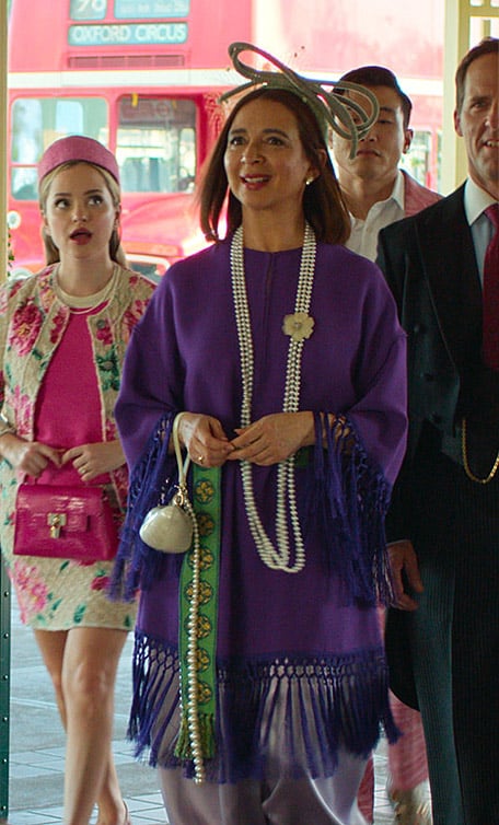 Molly’s purple fringed dress with green belt on Loot