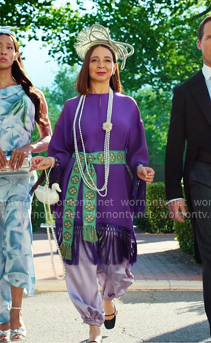 Molly's purple fringed dress with green belt on Loot