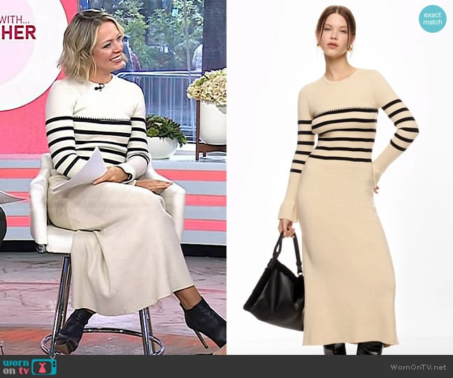 Mon Renn Rhythm Stripe Mix Dress worn by Dylan Dreyer on Today