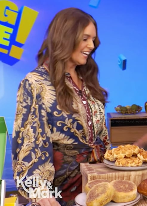 Monica Mangin’s mixed print shirtdress on Live with Kelly and Mark