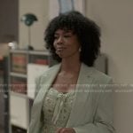 Monica’s green crochet mini dress on Reasonable Doubt