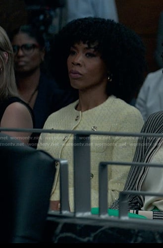 Monica's yellow tweed jacket on Reasonable Doubt