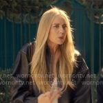 Morgan’s brown oversized leather jacket on Nobody Wants This