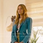 Morgan’s studded denim blazer, Blondie t-shirt and yellow printed skirt on High Potential
