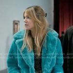 Morgan's turquoise blue fur jacket on High Potential